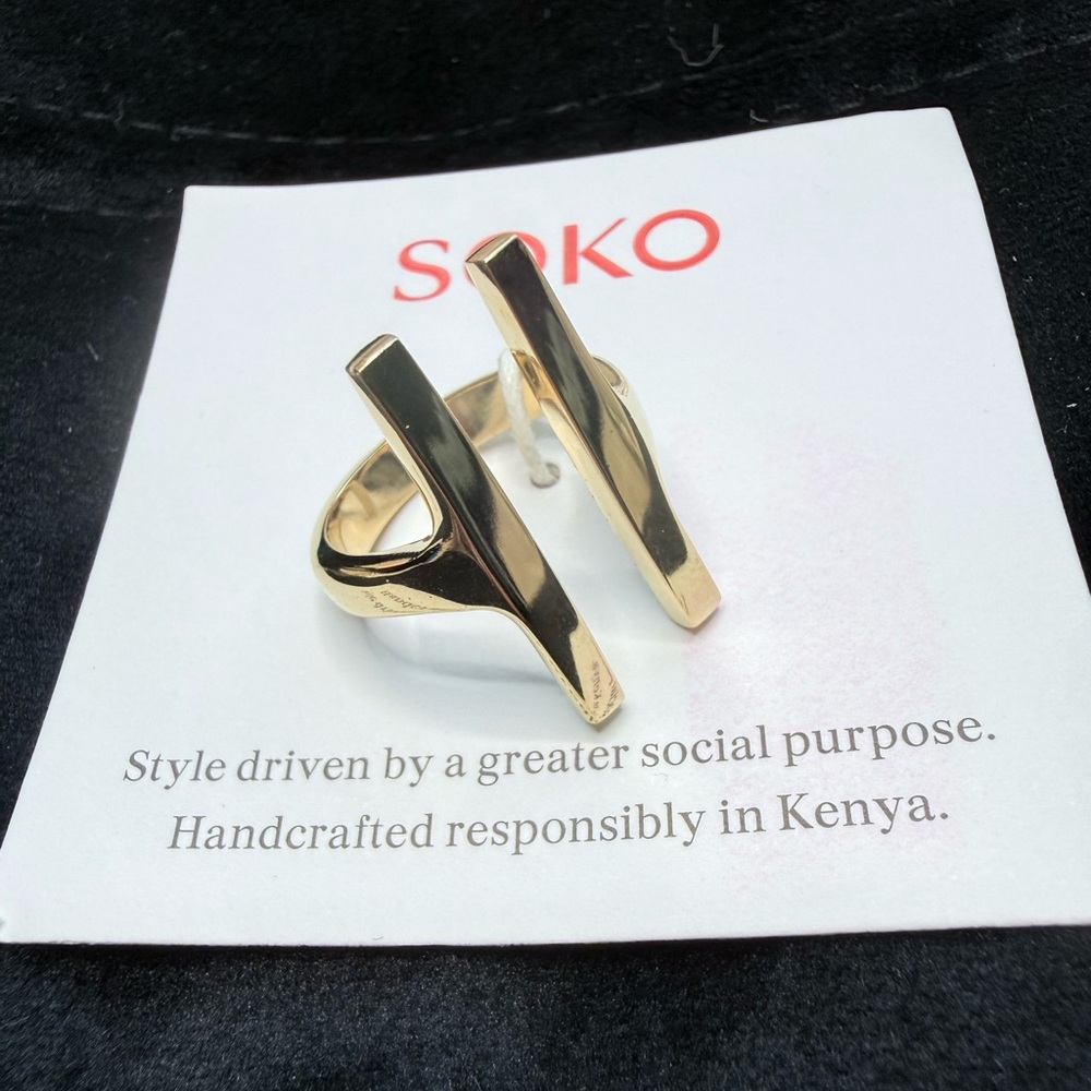 SOKO Double Bar Ring 24k NWT